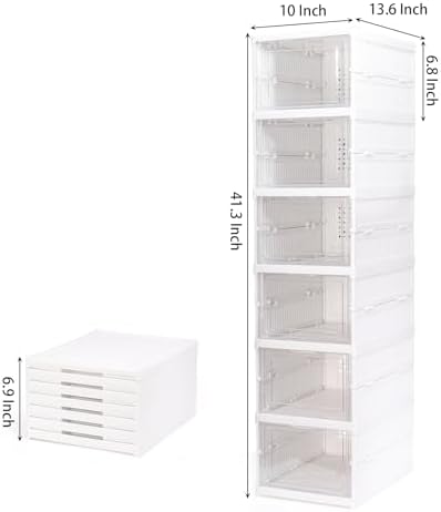 Nicunom Foldable Shoe Rack Organizer, 6-Tier Shoe Storage Box Collapsible - Image 2