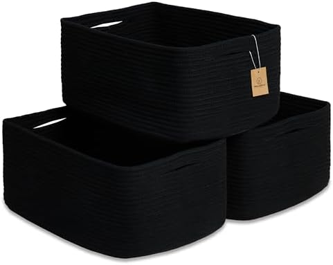 NaturalCozy Storage Baskets 16.8”x13”x7.6” Cotton Rope Woven Baskets by NaturalCozy