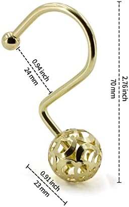 MitoVilla Gold Metal Shower Curtain Hooks Rings, Bling Yellow Shower Hooks - Image 5