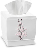 Vanda Cherry Blossom White Square Resin Tissue Box Cover by CreativeScents