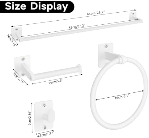 KLJKPA Bathroom Accessories Set, 4-Piece White Bathroom Hardware Set - Image 7