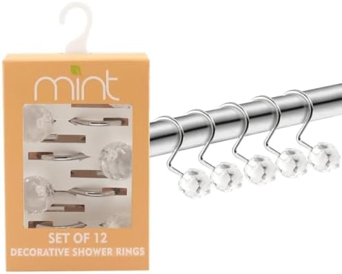 J&V TEXTILES Shower Curtain Hooks Rings, Rust Resistant Metal Double Glide by JVTextiles