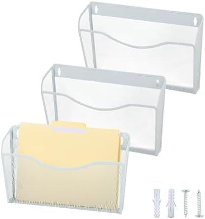EASEPRES 3 Single Pocket Mesh Hanging File Organizer, Vertical Wall Mounted by EASEPRES