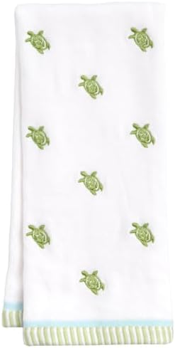Ritz 2-Piece Cotton Velour Bathroom Hand Towel Set, Embroidered Sea Turtle by RITZ