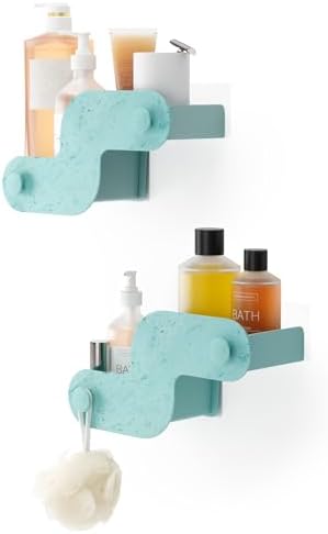Umbra Nami Shower Caddy, Adhesive No Drill Bathroom, Ocean Blue by Umbra