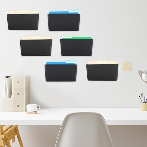 EASEPRES 6 Pack Black Plastic Single Pocket Hanging File Organizer, Wall Mount - Image 4