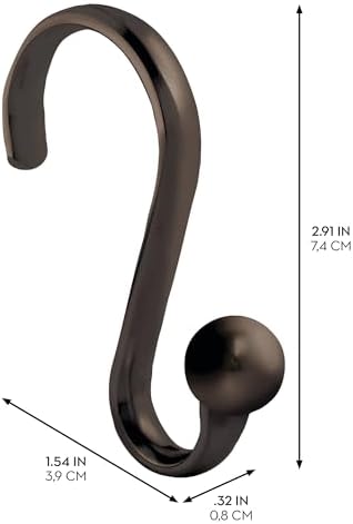 iDesign Metal Shower Curtain Hooks, The Axis Collection – Set of 12 - Image 3