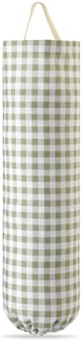 Gingham Plastic Bag Holder for Grocery Bag, Sage Green by Unknown