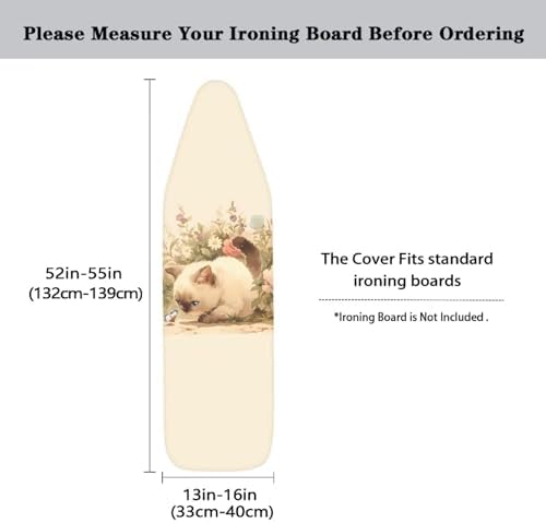 Kawaii Siamese Kitten Ironing Board Cover 54x15 inches, Cute Cat Beige - Image 5