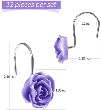 Cute Rose Floral Shower Curtain Hooks Rings - Image 6