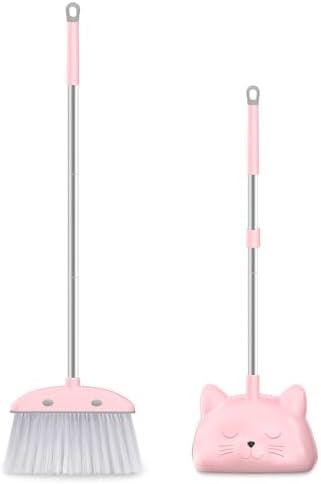 Mini Broom with Dustpan for Kids, 28-in Handle Kids Broom and Dustpan Set for by nacena