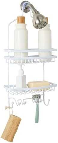 Bath Bliss Shower Head Caddy, Suction Cup Backing, 2 Tier Shelving & 6 - Image 2