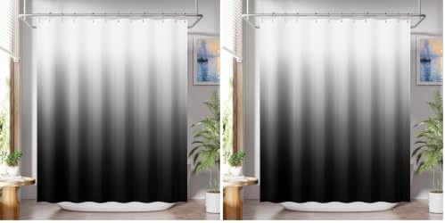 AmazerBath Shower Curtain, Cloth Ombre Black Shower Curtain Set by AmazerBath