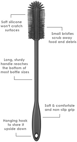 Silicone Bottle Brush, Long Handle Bottle Cleaner Brush - Image 4
