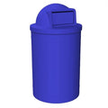 Campus Collection 55 Gallon Round Heavy-Duty Plastic Commercial Outdoor or Indor Trash Can with Push Open Dome Lid and Internal Liner | Great for Schools and Businesses - Blue
