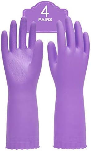 PACIFIC PPE 4 Pairs Cleaning Gloves, Cotton Flocked Liner by PACIFICPPE
