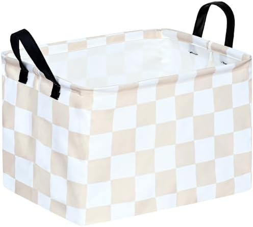 MAIZMZ Beige Check Storage Basket Baby Toys Organizer Bins Decorative Gifts by MAIZMZ