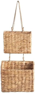 YAHUAN Woven Water Hyacinth Hanging Basket 2-Tiered Storage Baskets Hanging by YAHUAN