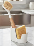 Ceramic Sponge Holder for Kitchen Sink, 2-in-1 Sponge & Brush Organizer by BekPooQ