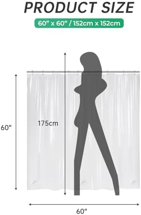 AmazerBath Small Stall Shower Curtain Clear 60x60 Inches, Plastic RV Shower - Image 2