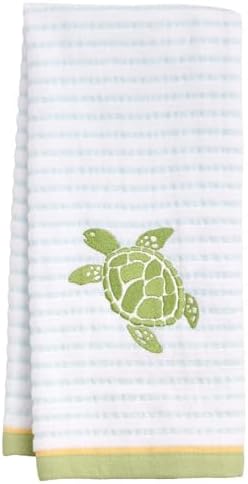 Ritz 2-Piece Cotton Velour Bathroom Hand Towel Set, Embroidered Sea Turtle by RITZ
