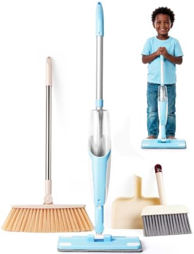 Kids Cleaning Toy Set, Mini Spray Mop Montessori Toys Spray Mop & Kids Broom by Yeeammk