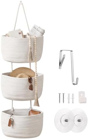 Wall Hanging Rope Baskets 3-Tier Boho Organizers by LIGHTDUST