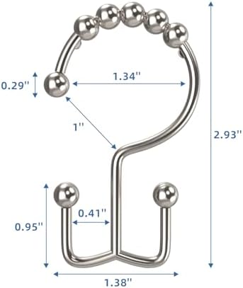 Brushed Nickel Shower Curtain Hooks Double Sided - Image 2