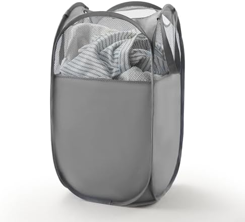 TECHMILLY Pop Up Foldable Laundry Basket, Mesh Laundry Hamper by TECHMILLY