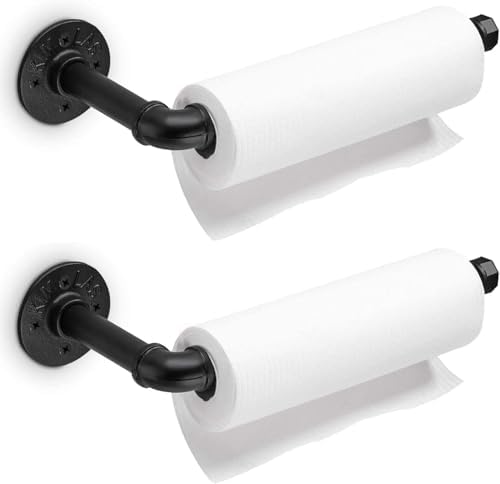 Industrial Pipe Kitchen Paper Towel Holder, Matte Black Heavy Duty DIY by Unknown