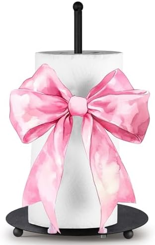 MorningRo Pink Bow Paper Towel Holder Pink Countertop Kitchen Decor and by MorningRo