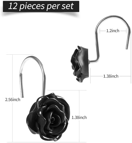 Cute Rose Floral Shower Curtain Hooks Rings - Image 6