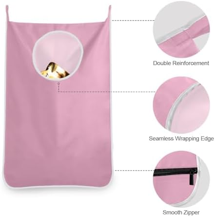 1PC Pink Hanging Laundry Hamper Bag Over the Door Laundry Hamper Wall Hamper - Image 6