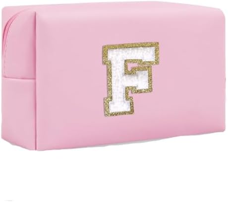 Initial Makeup Bag for Women Gifts, PU Leather Cosmetic Pouch by SxoSyo