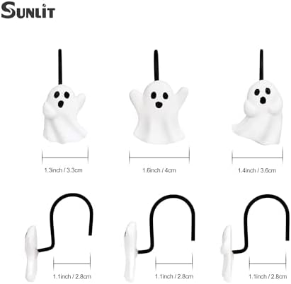 Sunlit Ghost Shower Curtain Hooks, Home Decorative Shower Curtain Rings - Image 2