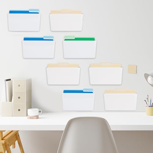 EASEPRES 8 Pack White Plastic Single Pocket Hanging File Organizer, Wall Mount - Image 4