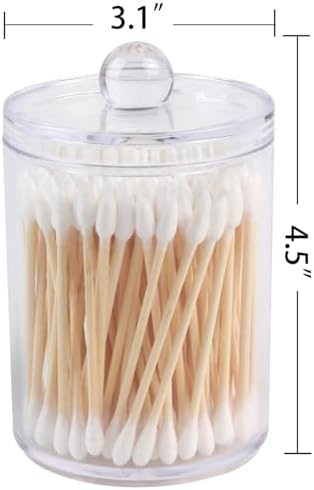 1 Pack Acrylic Qtip Holder Dispenser, Canisters Apothecary Jar Set, 12 oz - Image 2