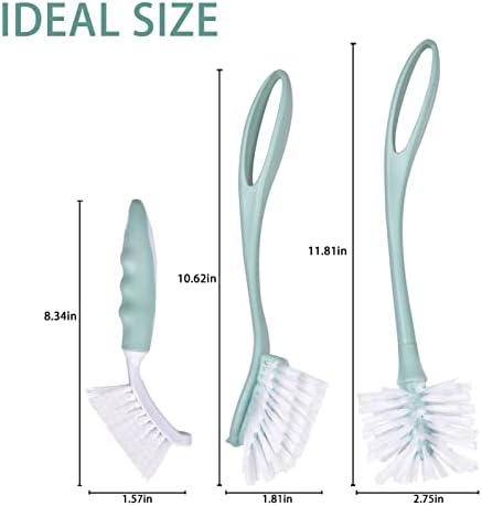 Dish Brush with Handle, Kitchen Deep Cleaning Dish Scrub Brush, 3 Pieces - Image 4
