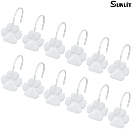 Sunlit Fashion Design Cute Paw Print Polished Shower Curtain Hooks - Image 2