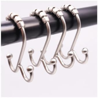 J&V TEXTILES Shower Curtain Hooks Rings, Rust Resistant Metal Double Glide by JVTextiles