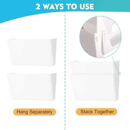 EASEPRES 3 Pack White Plastic Single Pocket Hanging File Organizer, Wall Mount - Image 3