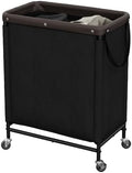 StorageWorks 2 Section Laundry Hamper, 100L Black Sorter Cart by StorageWorks
