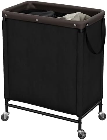 StorageWorks 2 Section Laundry Hamper, 100L Black Sorter Cart by StorageWorks