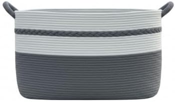 Extra large laundry basket woven from natural cotton rope by Unknown
