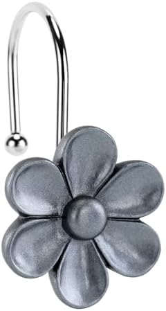 3D Floral Shower Curtain Hooks, Living Room Fun Home Decor (Moonstone Grey by GNUEYART