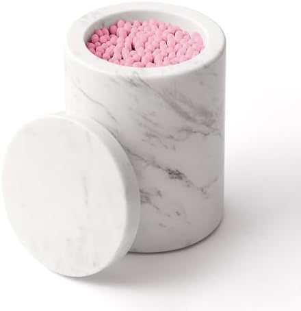 Marble Canister with Lid Natural Qtip Holder by WORHE