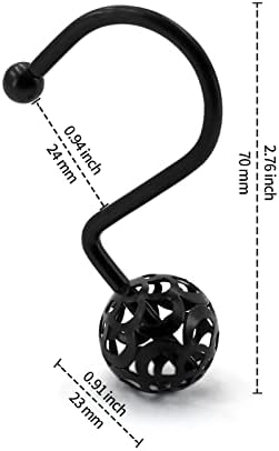 MitoVilla 24 Pcs Set Black Shower Curtain Hooks, Metal Shower Hooks - Image 5