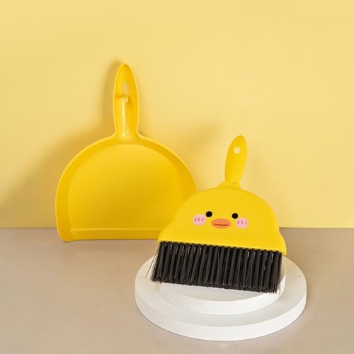 1Pc Small Dust Pan and Brush Set, Cute Yellow Mini Broom and Dustpan Set - Image 5
