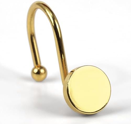 Brass Gold Shower Curtain Hooks: Rust Proof Metal Curtain Rings by PopKozzi