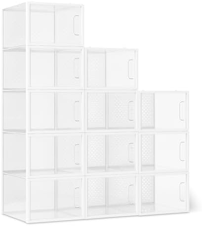 Amazon Basics Stackable and Foldable Clear Shoe Storage Organizer Box by AmazonBasics
